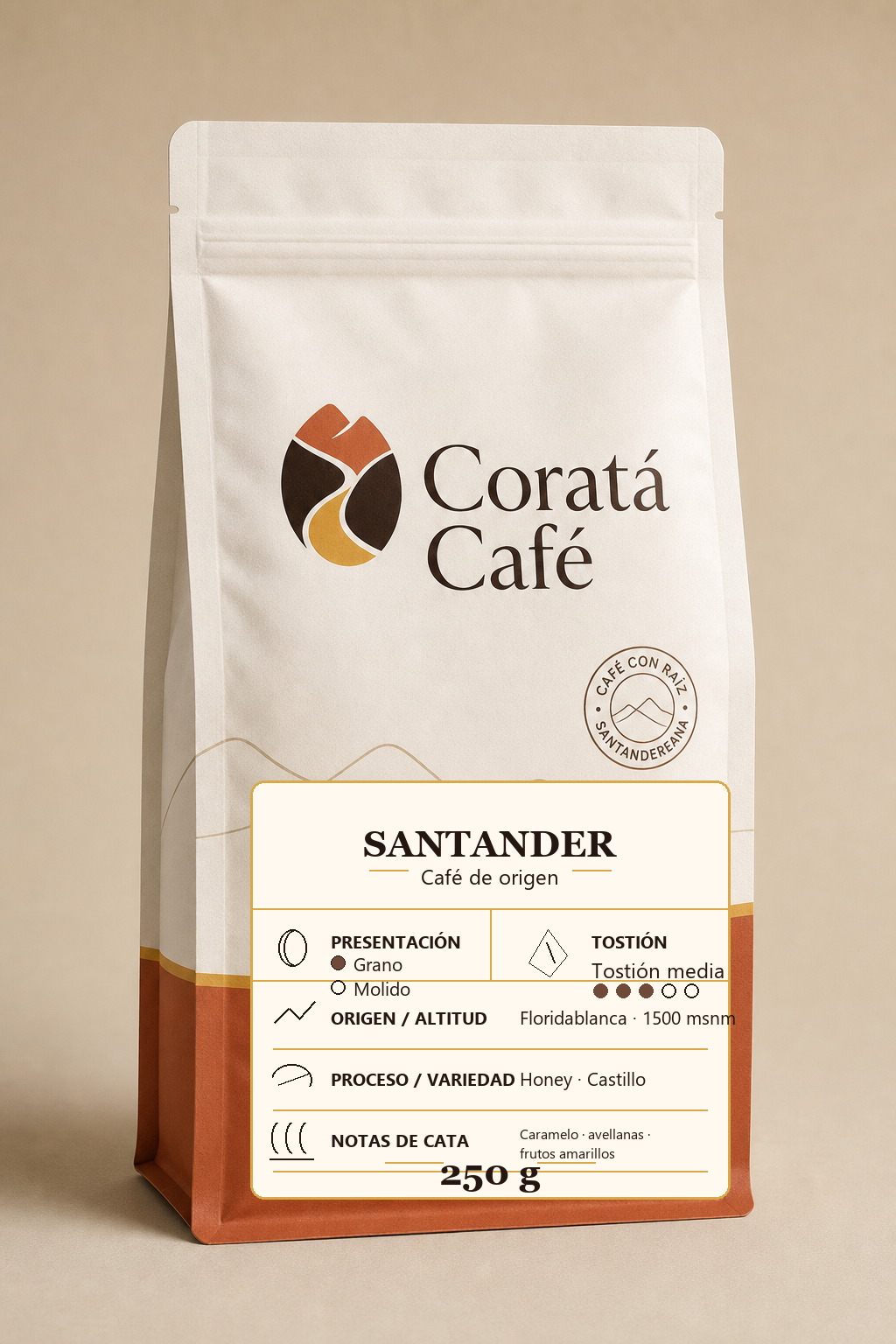 Bolsa de Coratá Café Santander de 250 gramos